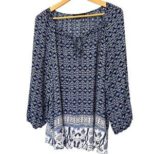 Fred David Boho Peasant Top Size 3X Casual Flowy Great for Vacation 100% Rayon